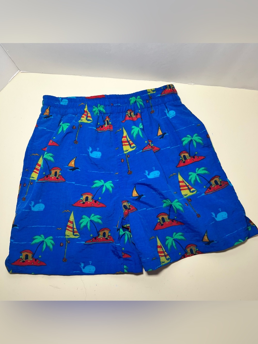 VTG Circo 4T Nautical Swim Trunks Blue Sailboat Whale Palm Tree Mesh Liner Navy